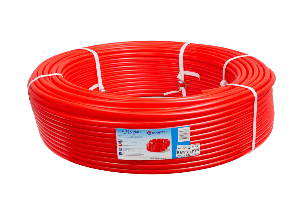 20х2,0 полиэтиленовая трубы PE-RT повышенной термостойкости для напольного отопления POLITEK-PERT (красного цвета) ч (100)